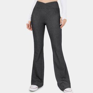 HalaraMagic High Waisted Crossover Stretchy Denim Flare Pants Size L (Petite)